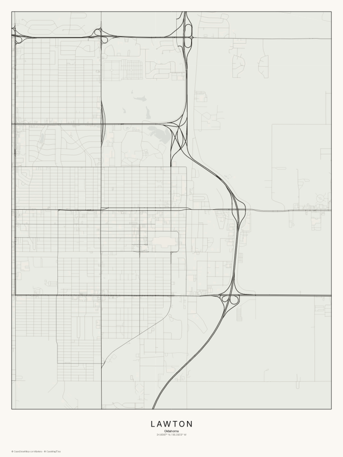Lawton map poster, classic style