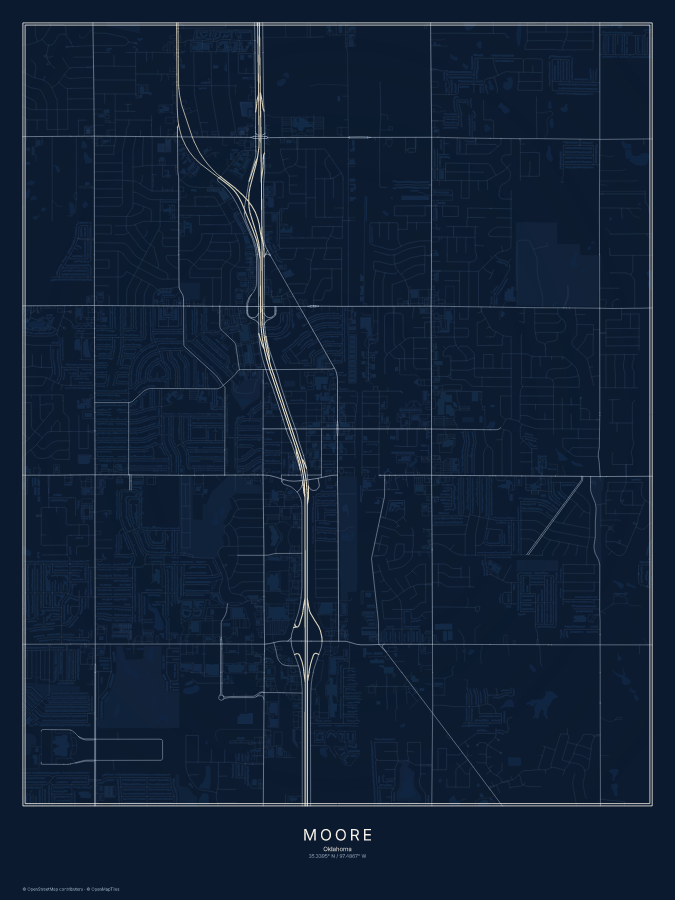 Moore map poster, midnight style