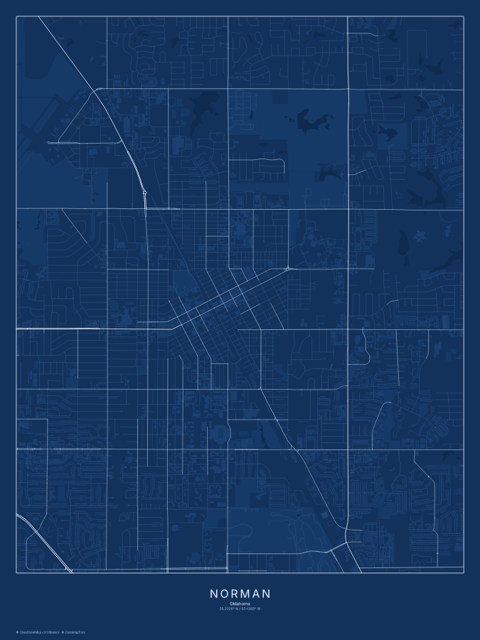 Norman map poster, blueprint style