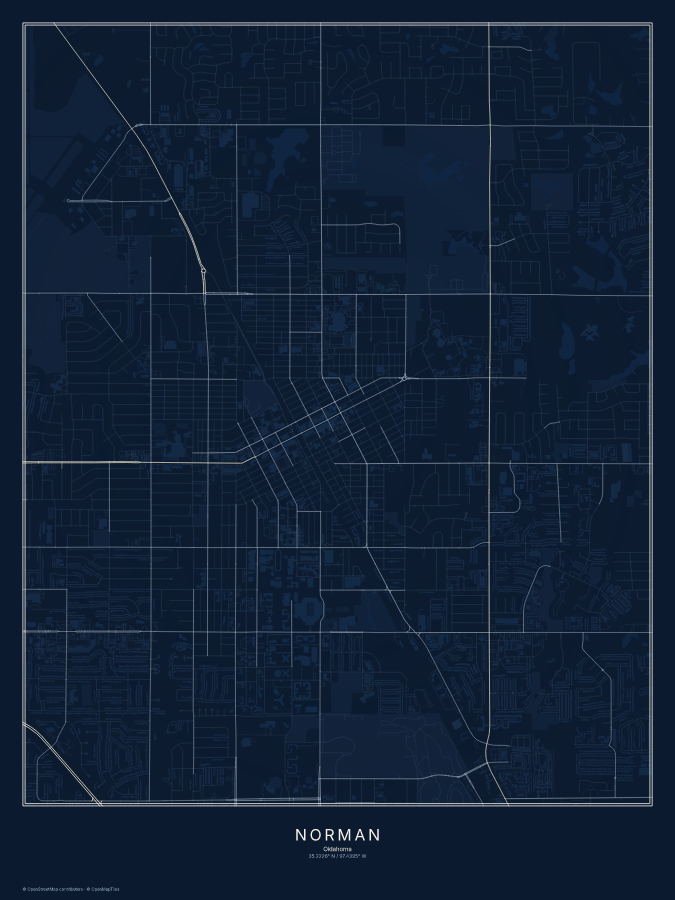 Norman map poster, midnight style