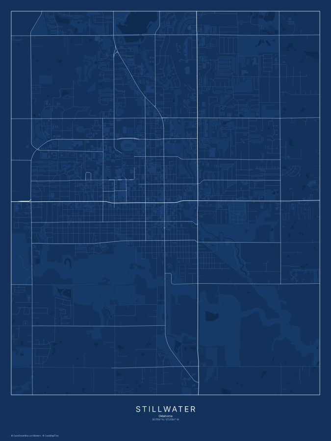 Stillwater map poster, blueprint style