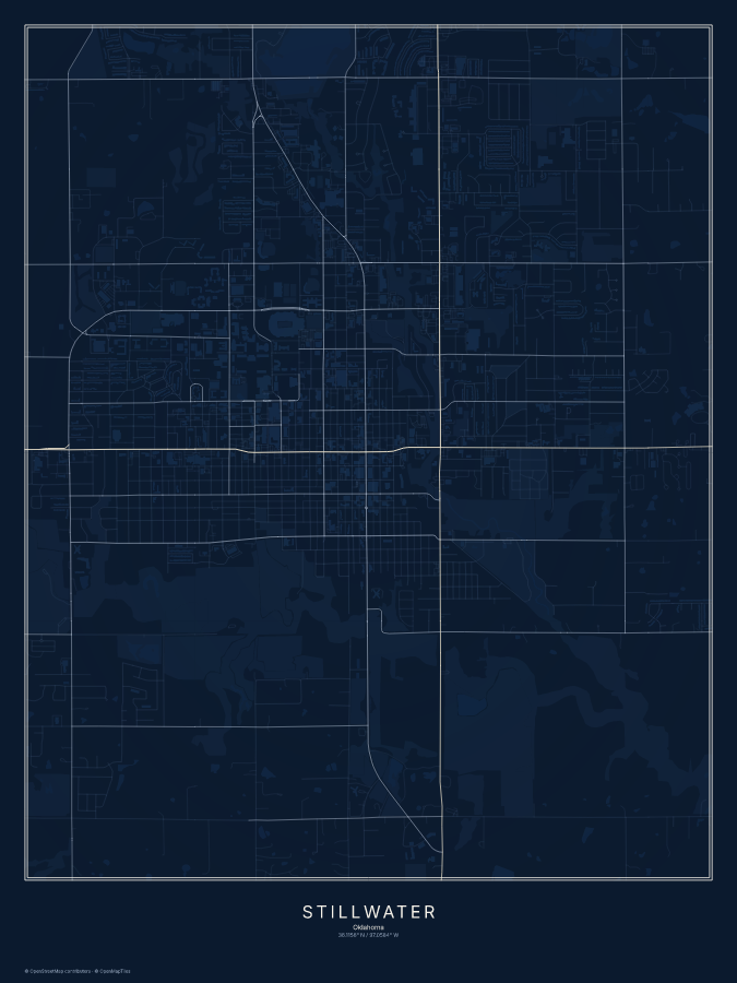 Stillwater map poster, midnight style