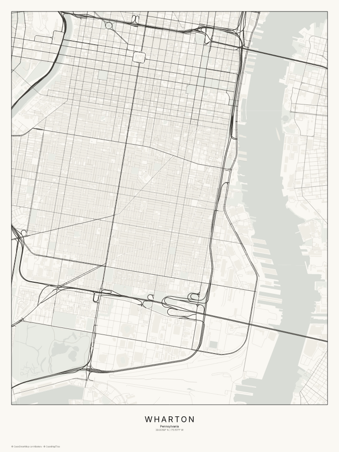 Wharton map poster, classic style