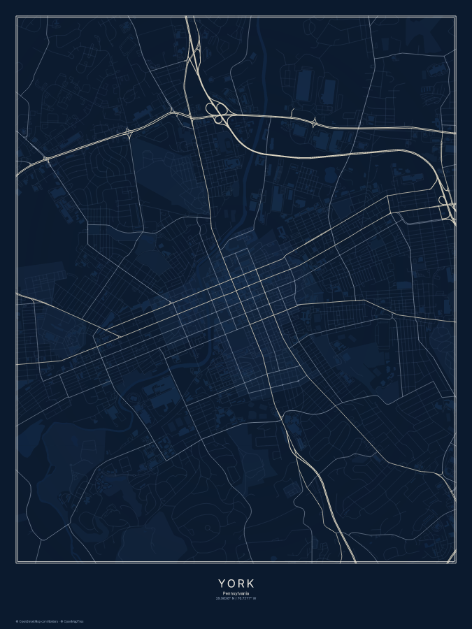 York map poster, midnight style