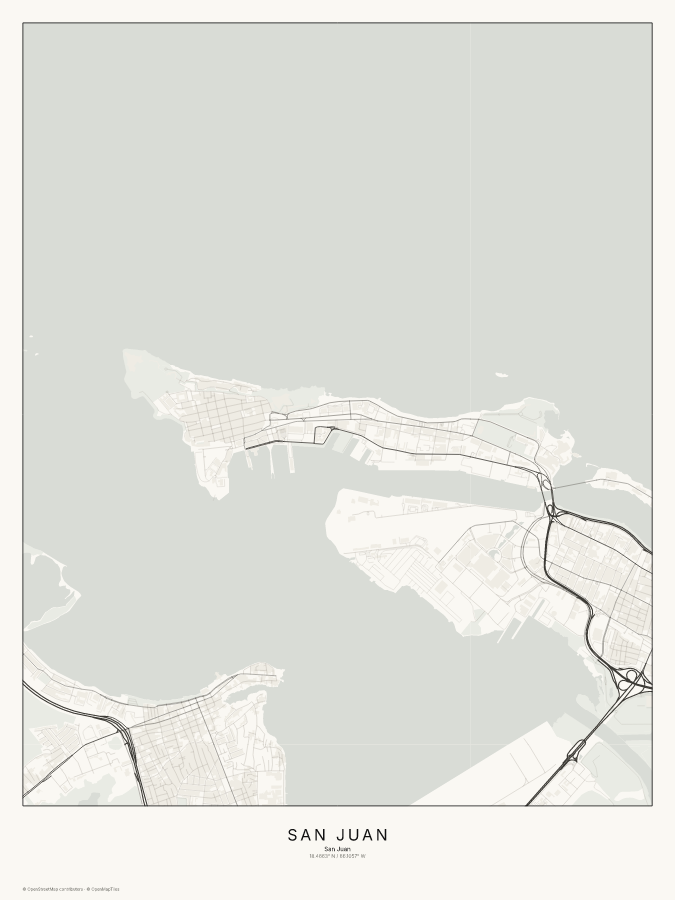 San Juan map poster, classic style