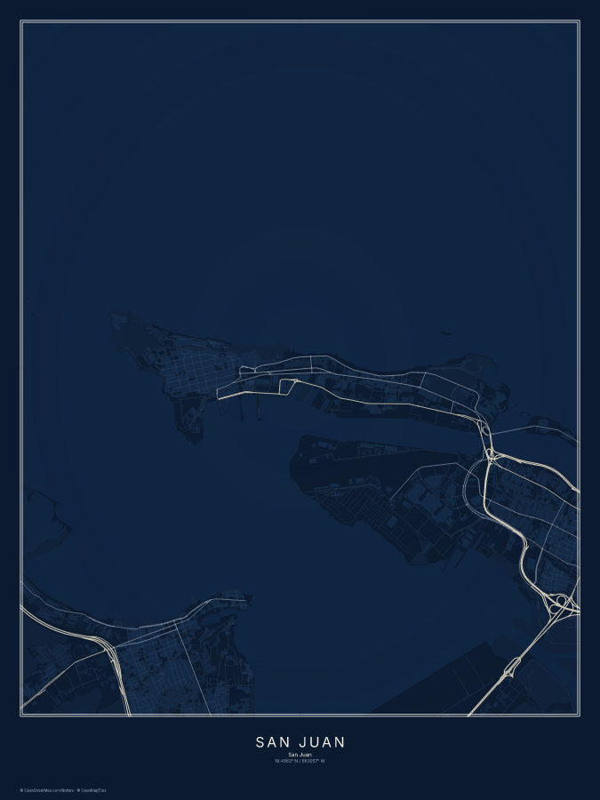 San Juan map poster, midnight style