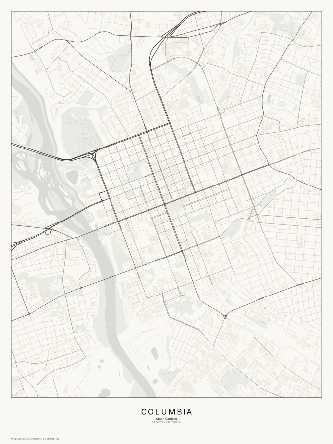 Columbia map poster, classic style