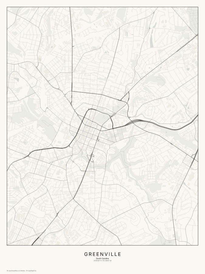 Greenville map poster, classic style