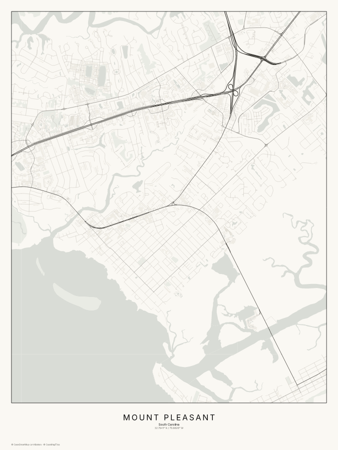 Mount Pleasant map poster, classic style