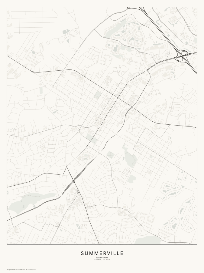 Summerville map poster, classic style