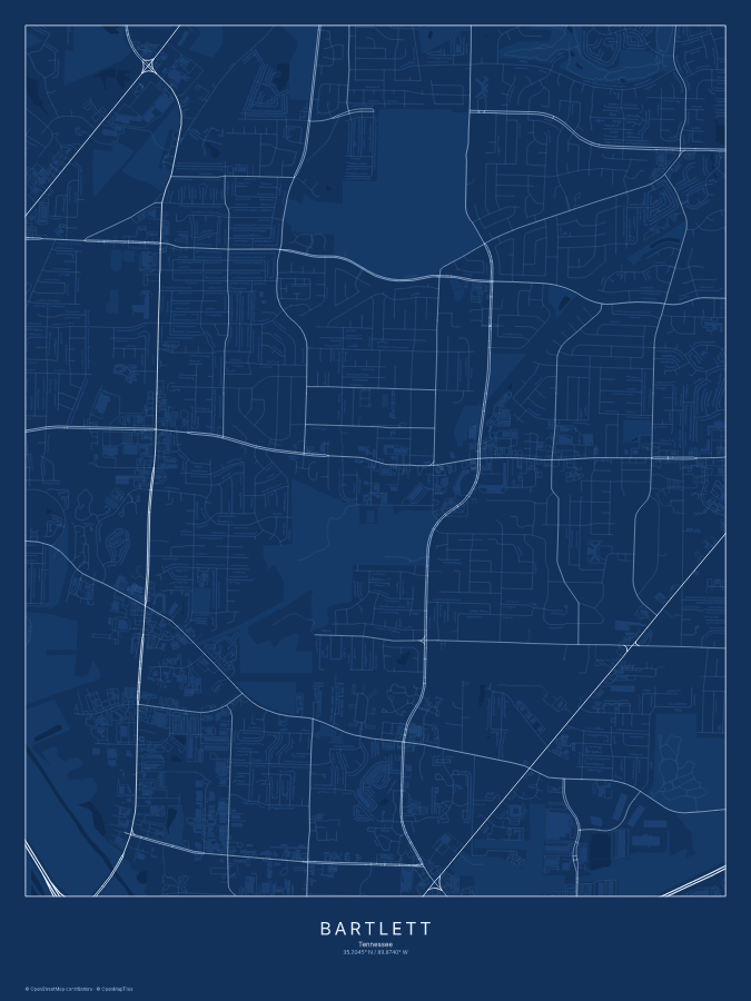 Bartlett map poster, blueprint style