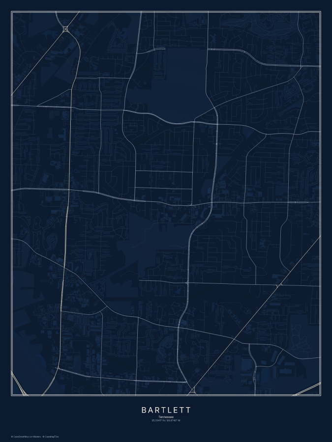 Bartlett map poster, midnight style