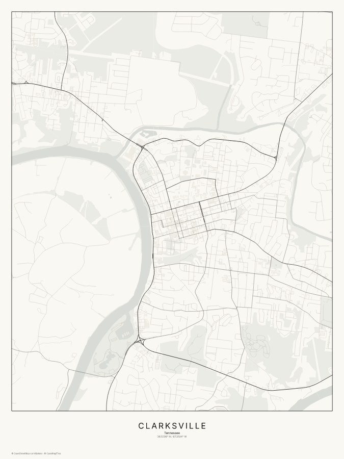 Clarksville map poster, classic style