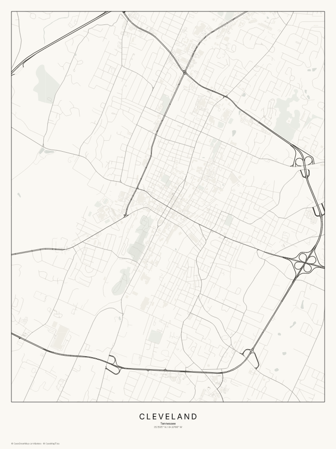 Cleveland map poster, classic style