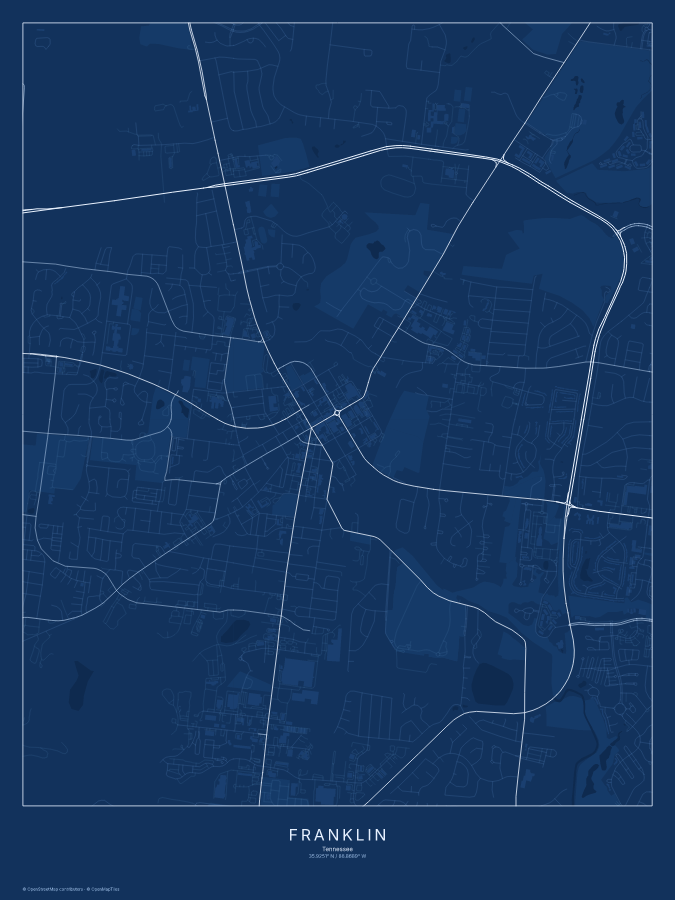 Franklin map poster, blueprint style