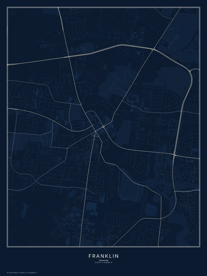 Franklin map poster, midnight style