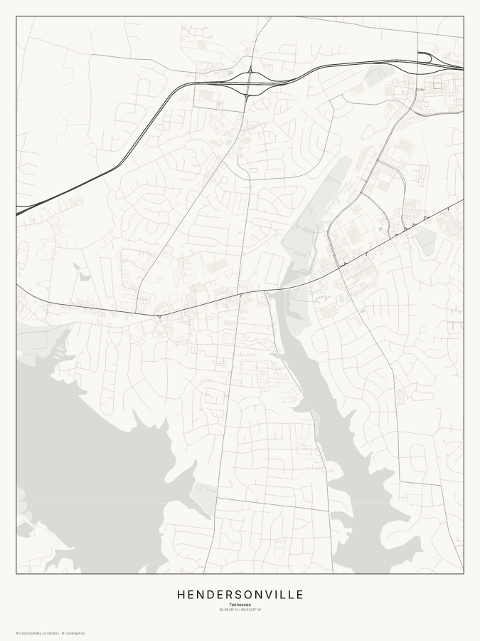 Hendersonville map poster, classic style