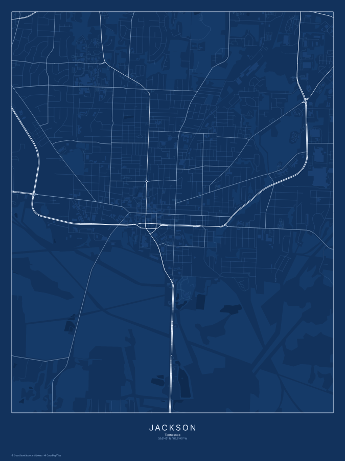 Jackson map poster, blueprint style