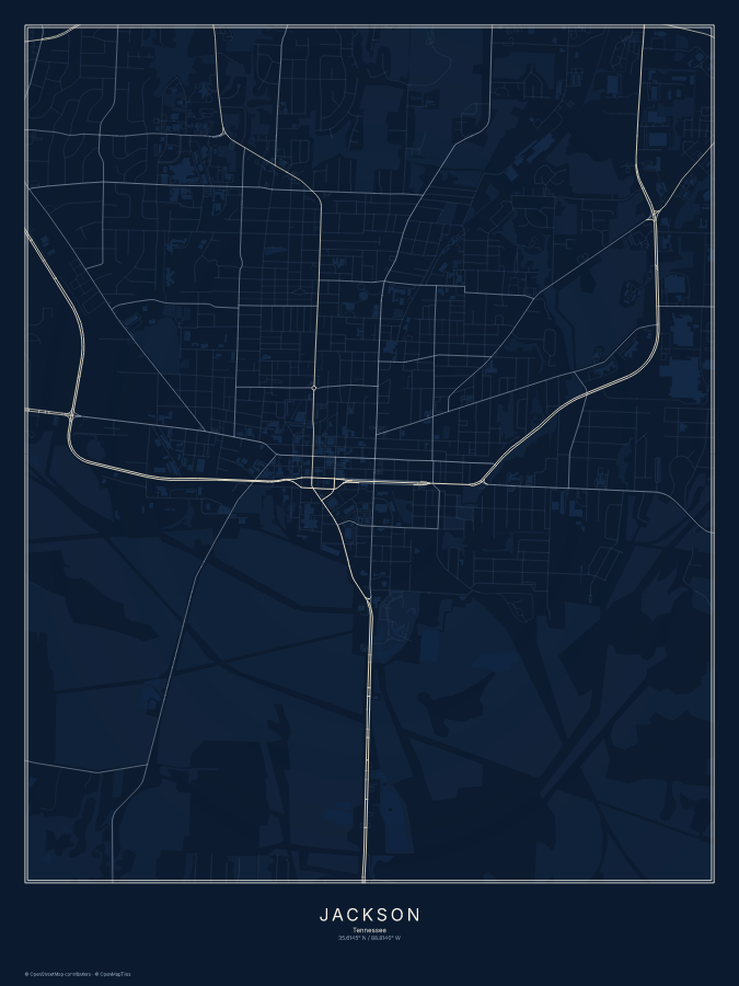 Jackson map poster, midnight style