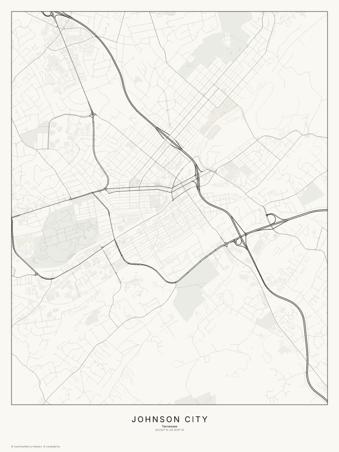 Johnson City map poster, classic style