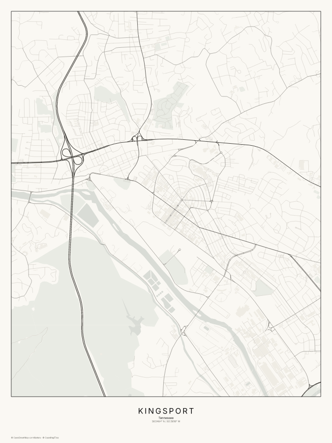 Kingsport map poster, classic style