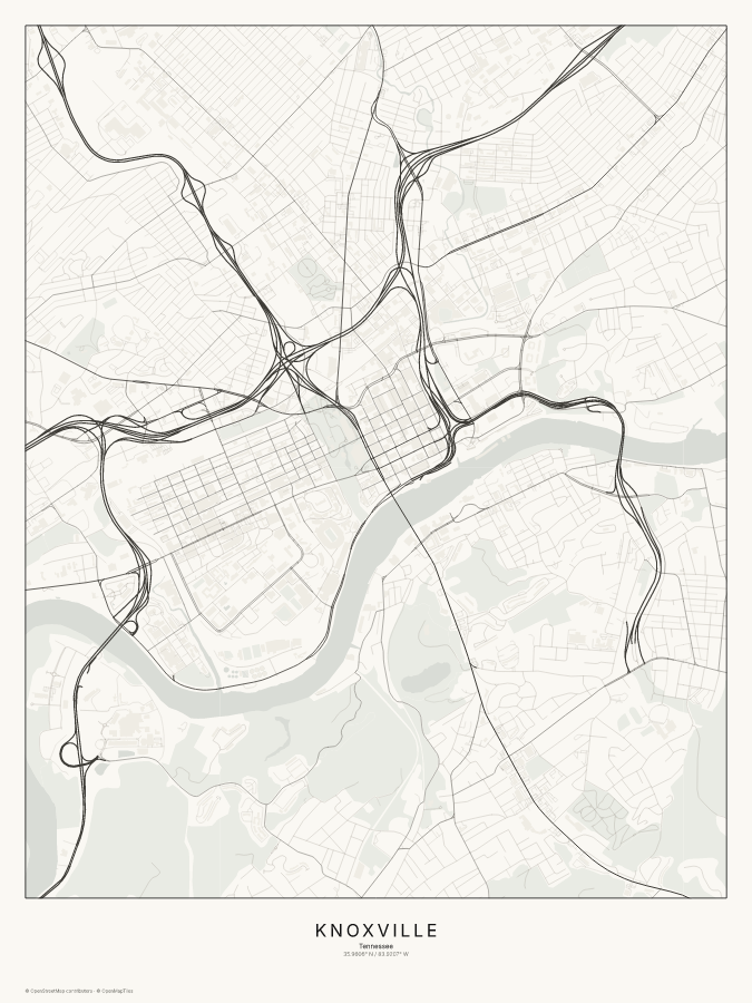 Knoxville map poster, classic style