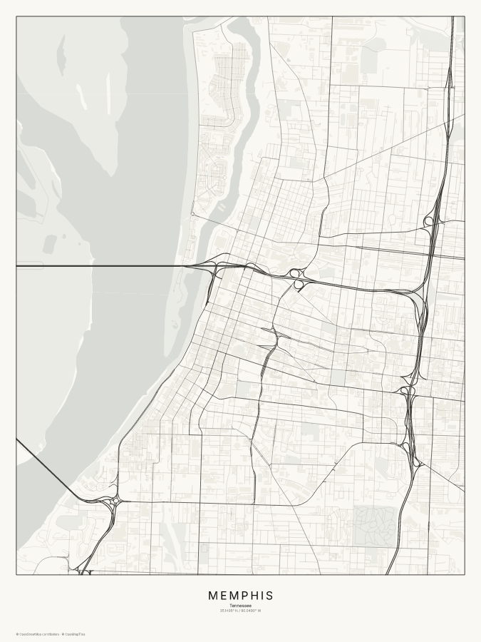 Memphis map poster, classic style