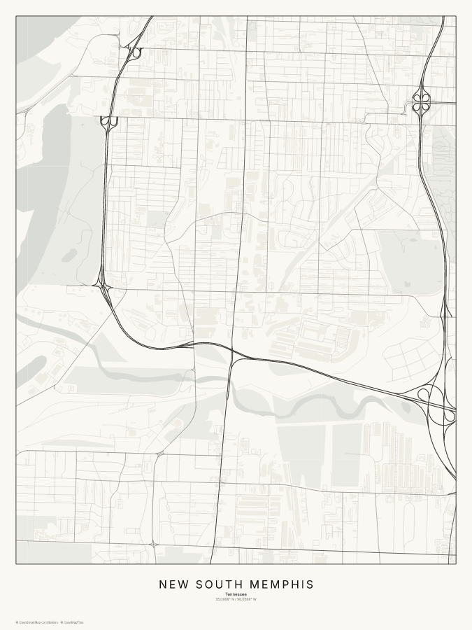 New South Memphis map poster, classic style