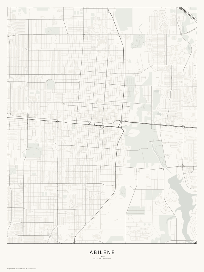 Abilene map poster, classic style