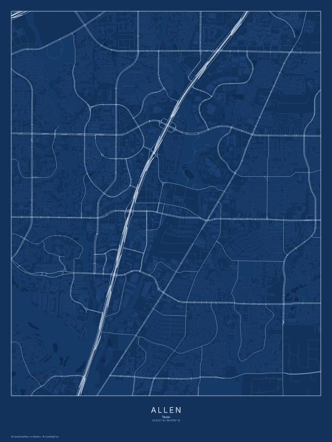 Allen map poster, blueprint style