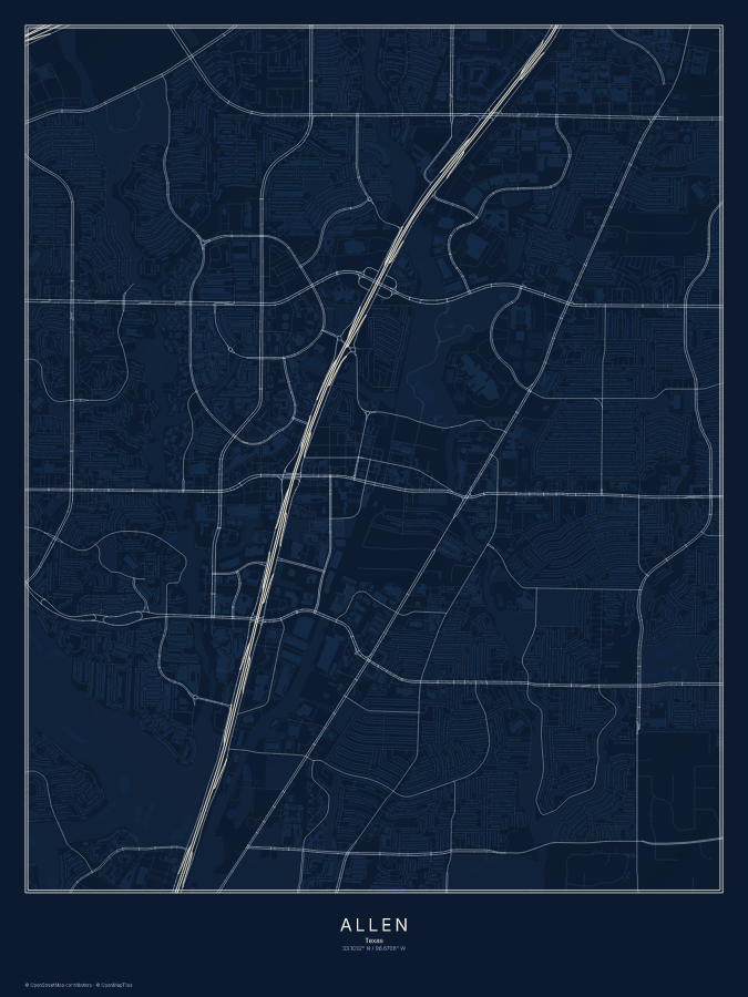 Allen map poster, midnight style