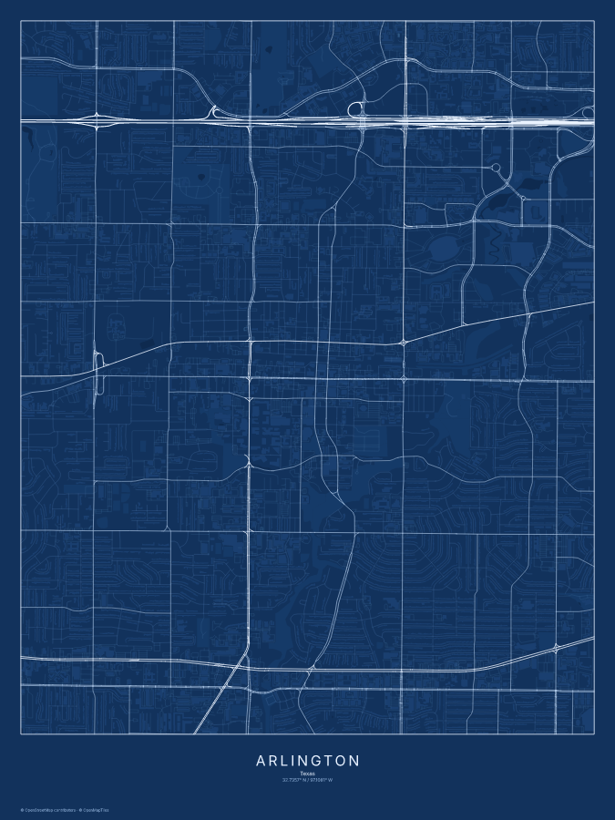Arlington map poster, blueprint style
