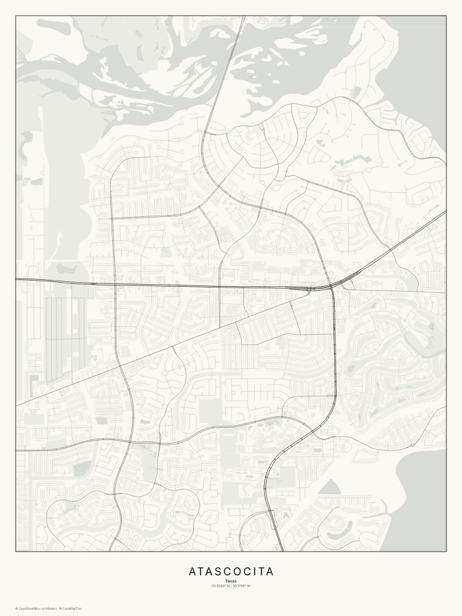 Atascocita map poster, classic style