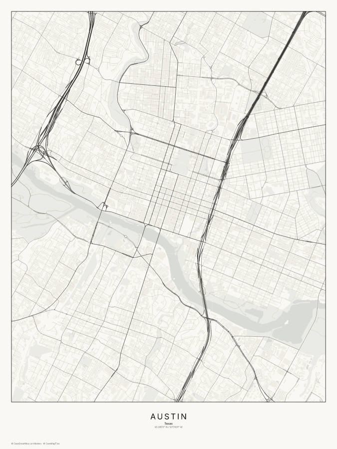 Custom street map poster proof of Austin
