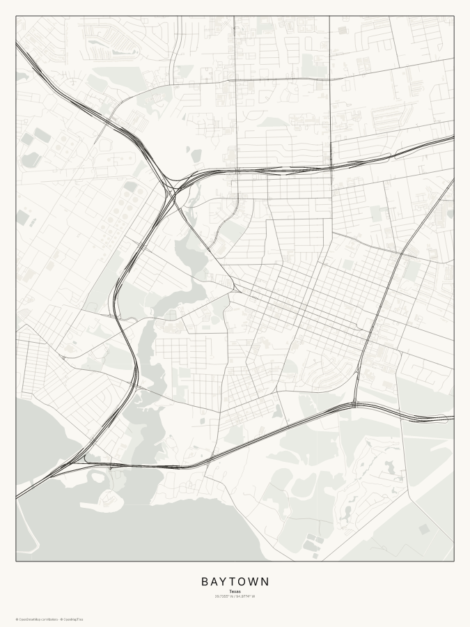 Baytown map poster, classic style