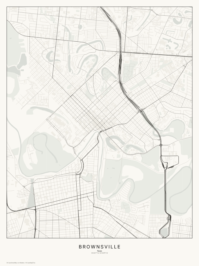 Brownsville map poster, classic style