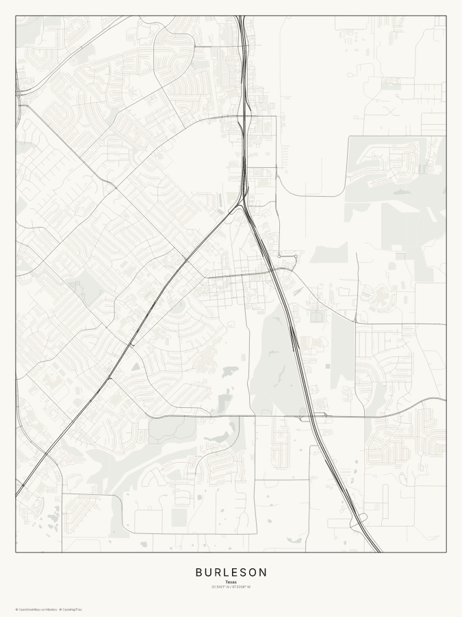 Burleson map poster, classic style