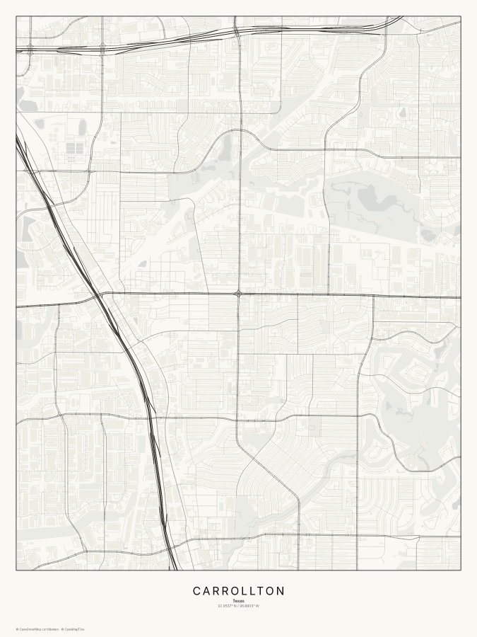 Carrollton map poster, classic style