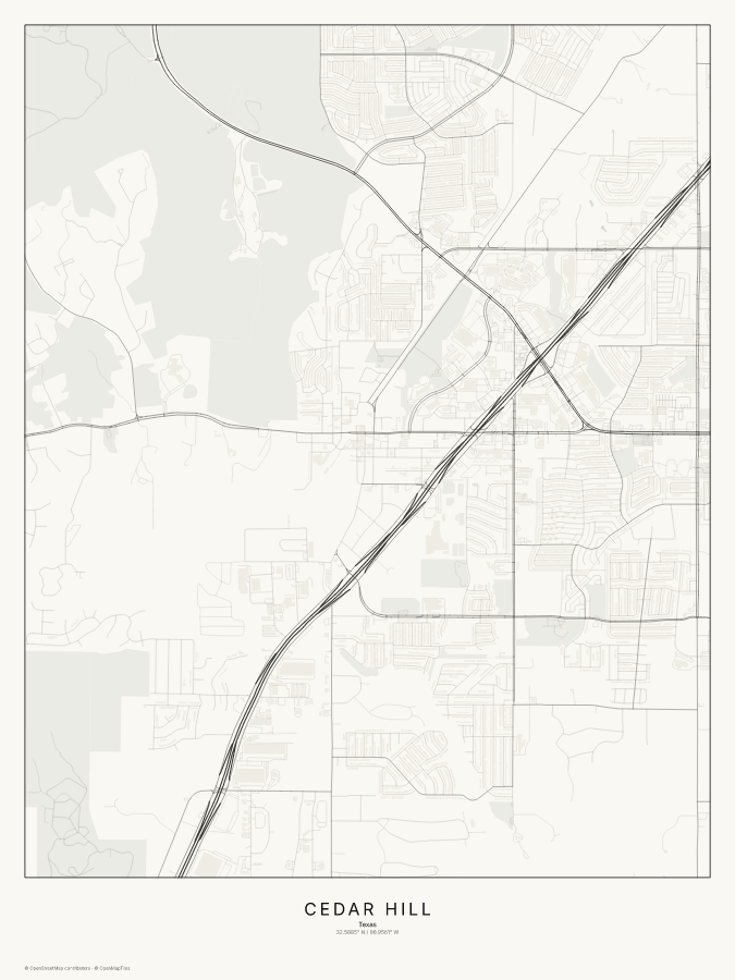 Cedar Hill map poster, classic style