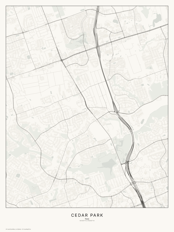 Cedar Park map poster, classic style