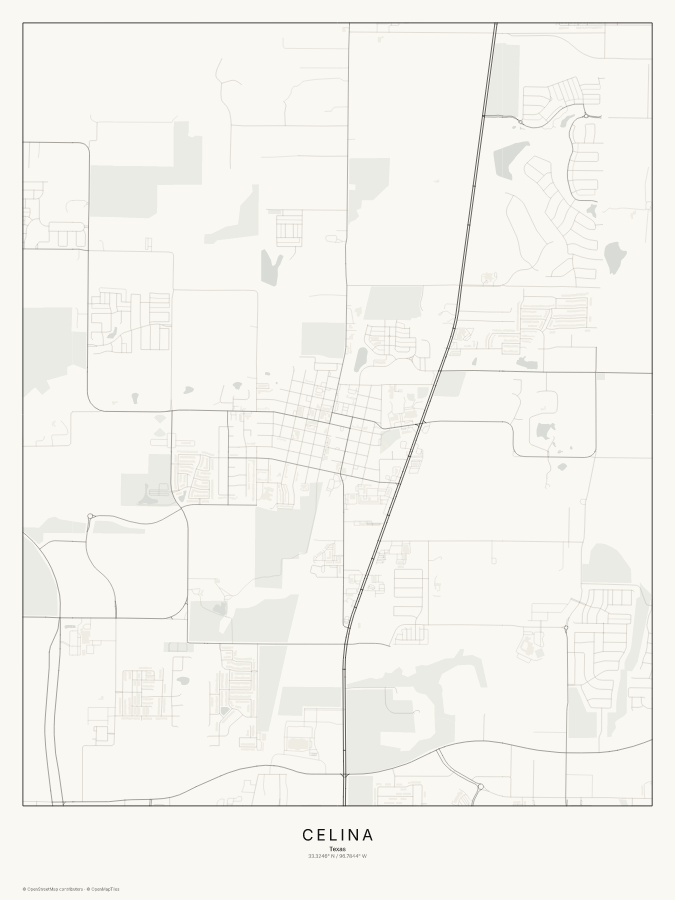 Celina map poster, classic style