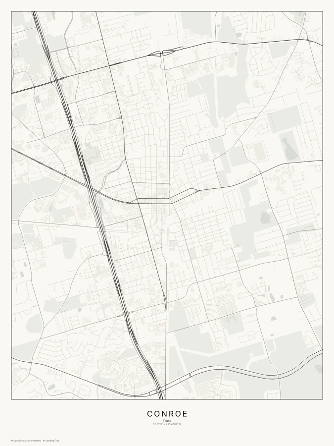 Conroe map poster, classic style
