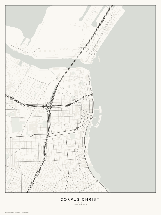 Corpus Christi map poster, classic style
