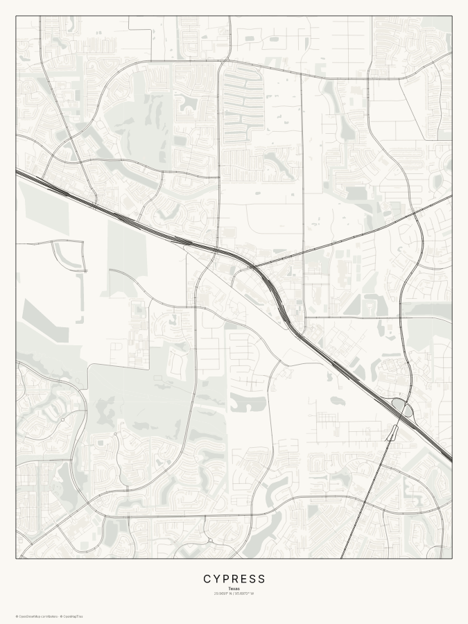 Cypress map poster, classic style