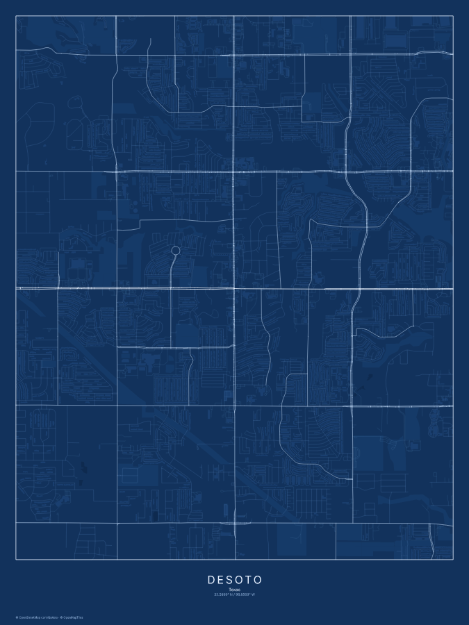 DeSoto map poster, blueprint style