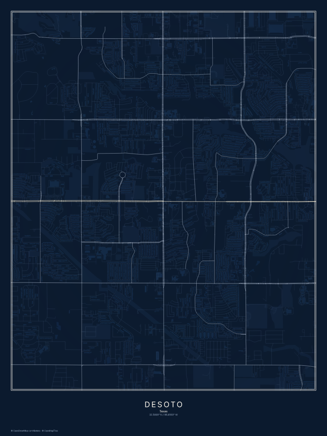 DeSoto map poster, midnight style