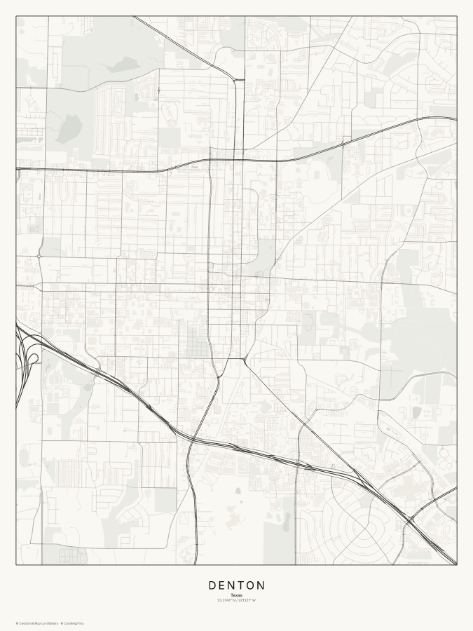 Denton map poster, classic style
