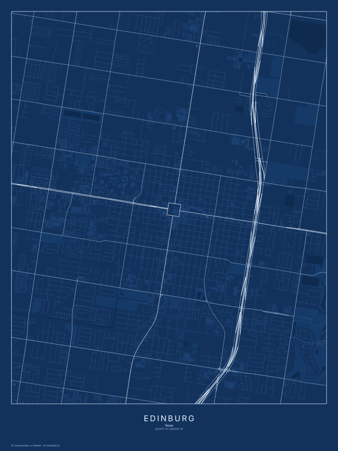 Edinburg map poster, blueprint style