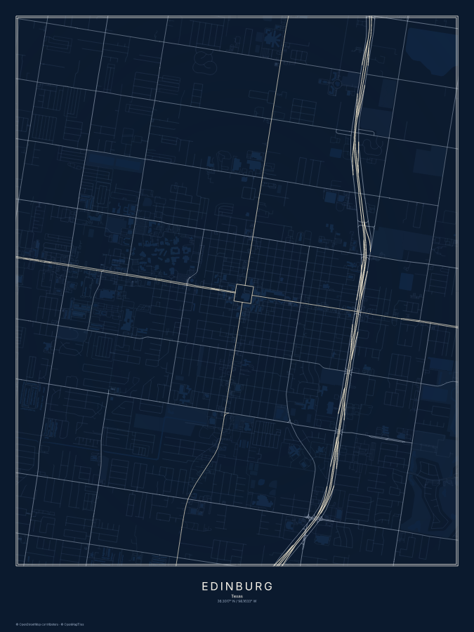 Edinburg map poster, midnight style