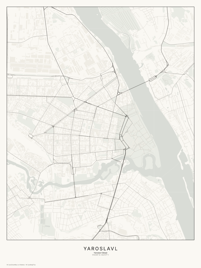 Yaroslavl map poster, classic style